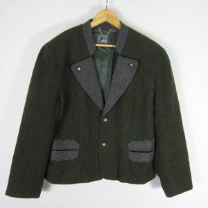 Lizwear Liz Claiborne Womens S Olive Green Gray LS Boiled Wool Jacket Cardigan